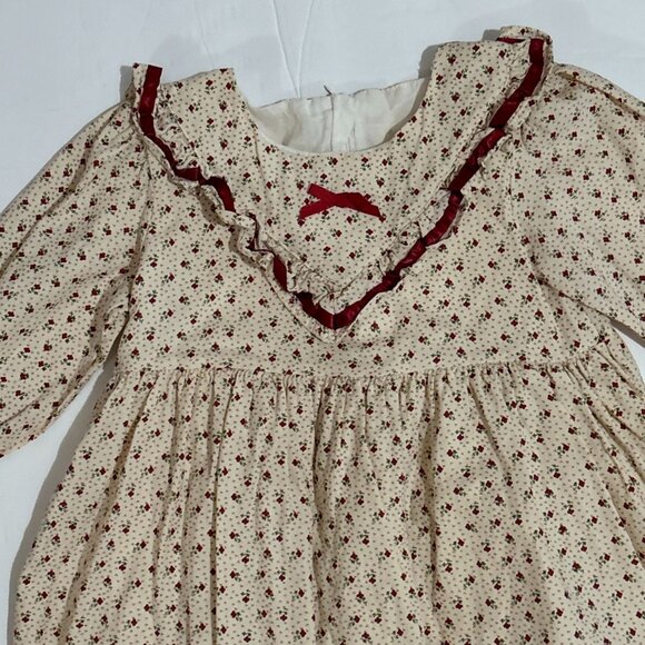 Vintage Dress Cotton Slip Floral Long Sleeve Old Time Clothing Ruffle Collar 3Y - Picture 7 of 16